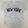 imageFacsimile Autographed Joe DiMaggio New York Pinstripe Reprint Laser Auto Baseball Jersey Size Mens XL