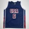 imageFacsimile Autographed LeBron James 2024 United States Team USA Blue Reprint Laser Auto Basketball Jersey Size Mens XL