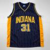 imageFacsimile Autographed Reggie Miller Indiana Blue Pinstripe Reprint Laser Auto Basketball Jersey Size Mens XL