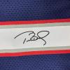 imageFacsimile Autographed Tom Brady New England Blue Reprint Laser Auto Football Jersey Size Mens XL