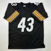 imageFacsimile Autographed Troy Polamalu Pittsburgh Black Reprint Laser Auto Football Jersey Size Mens XL