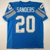 imageFacsimile Autographed Barry Sanders Detroit Blue Reprint Laser Auto Football Jersey Size Mens XL