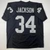 imageFacsimile Autographed Bo Jackson Oakland Las Vegas Black Reprint Laser Auto Football Jersey Size Mens XL