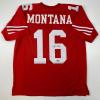 imageFacsimile Autographed Joe Montana San Francisco Red Reprint Laser Auto Football Jersey Size Mens XL
