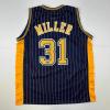 imageFacsimile Autographed Reggie Miller Indiana Blue Pinstripe Reprint Laser Auto Basketball Jersey Size Mens XL