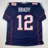imageFacsimile Autographed Tom Brady New England Blue Reprint Laser Auto Football Jersey Size Mens XL