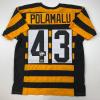 imageFacsimile Autographed Troy Polamalu Pittsburgh Bumble Bee Reprint Laser Auto Football Jersey Size Mens XL