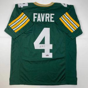 imageFacsimile Autographed Brett Favre Green Bay Green Reprint Laser Auto Football Jersey Size Mens XL