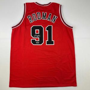 imageFacsimile Autographed Dennis Rodman Chicago Red Reprint Laser Auto Basketball Jersey Size Mens XL