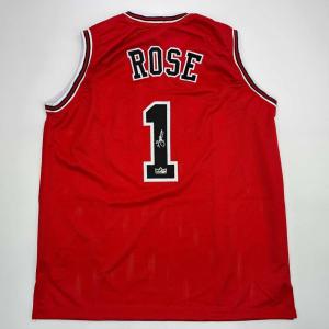 imageFacsimile Autographed Derrick Rose Chicago Red Reprint Laser Auto Basketball Jersey Size Mens XL