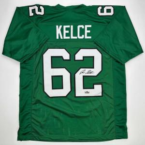 imageFacsimile Autographed Jason Kelce Philadelphia Kelly Green Reprint Laser Auto Football Jersey Size Mens XL