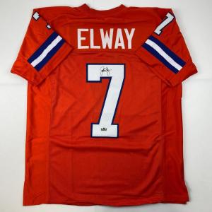 imageFacsimile Autographed John Elway Denver Orange Retro Reprint Laser Auto Football Jersey Size Mens XL