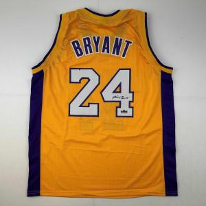 imageFacsimile Autographed Kobe Bryant 24 Los Angeles LA Yellow Reprint Laser Auto Basketball Jersey Size Mens XL