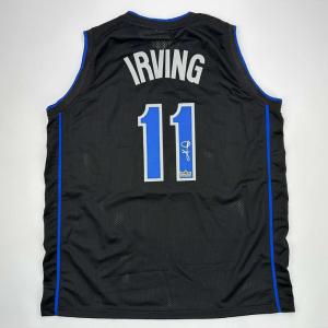 imageFacsimile Autographed Kyrie Irving Dallas Black Reprint Laser Auto Basketball Jersey Size Mens XL