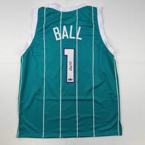 imageFacsimile Autographed LaMelo Ball Charlotte Teal Reprint Laser Auto Basketball Jersey Size Mens XL