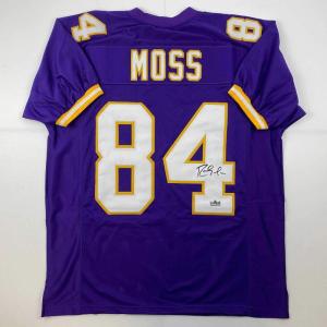 imageFacsimile Autographed Randy Moss Minnesota Purple Reprint Laser Auto Football Jersey Size Mens XL