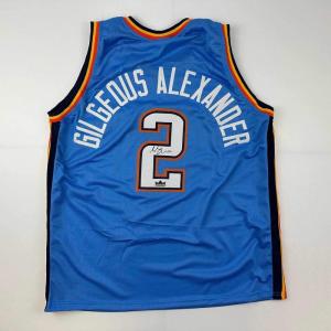 imageFacsimile Autographed Shai GilgeousAlexander SGA Oklahoma City Blue Reprint Laser Auto Basketball Jersey Size Mens XL
