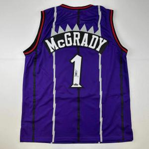 imageFacsimile Autographed Tracy McGrady Toronto Purple Reprint Laser Auto Basketball Jersey Size Mens XL