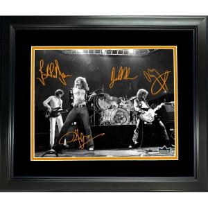 imageFramed Led Zeppelin Rock Band Facsimile Laser Engraved Signatures Auto 11quotx14quot Music Photo HOFSM Holo