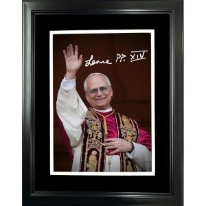 imageFramed Pope Leo XIV Robert Prevost Vatican Facsimile Laser Engraved Signature Auto 11quotx14quot Photo HOFSM Holo