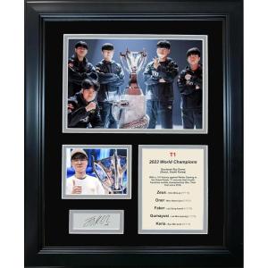 imageFramed T1 League of Legends 2023 World Champions  Faker Facsimile Laser Engraved Signature Auto 11quotx14quot Photo Sig Collage