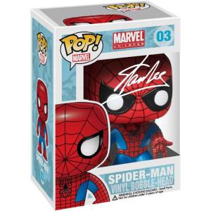 imageStan Lee Spiderman SpiderMan 03 Facsimile Signed Reprint Laser Autographed Funko POP Movies Marvel Endgame Figurine with Protector Case