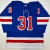 imageFacsimile Autographed Igor Shesterkin New York Blue Reprint Laser Auto Hockey Jersey Size Mens XL