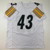imageFacsimile Autographed Troy Polamalu Pittsburgh White Reprint Laser Auto Football Jersey Size Mens XL