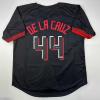 imageFacsimile Autographed Elly De La Cruz Cincinnati Black City Connect Reprint Laser Auto Baseball Jersey Size Mens XL