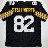 imageFacsimile Autographed John Stallworth Pittsburgh Black Reprint Laser Auto Football Jersey Size Mens XL