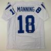imageFacsimile Autographed Peyton Manning Indianapolis White Reprint Laser Auto Football Jersey Size Mens XL