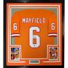 imageFramed AutographedSigned Baker Mayfield 35x39 Tampa Bay Orange Creamsicle Retro Throwback Football Jersey Beckett BAS COA