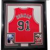 imageFramed AutographedSigned Dennis Rodman 33x42 Chicago Red Basketball Jersey JSA COA