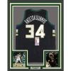 imageFramed AutographedSigned Giannis Antetokounmpo 33x42 Milwaukee Black Basketball Jersey JSA COA