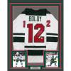 imageFramed AutographedSigned Matt Boldy 35x39 Minnesota White Hockey Jersey Beckett BAS COA
