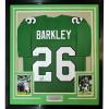 imageFramed AutographedSigned Saquon Barkley 35x39 Philadelphia Kelly Green Football Jersey Beckett BAS COA
