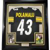 imageFramed AutographedSigned Troy Polamalu 33x42 Pittsburgh Black Football Jersey JSA COA