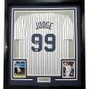 imageFramed Facsimile Autographed Aaron Judge 35x39 New York Pinstripe Reprint Laser Auto Baseball Jersey