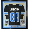 imageFramed Facsimile Autographed Calvin Johnson 35x39 Detroit Black Reprint Laser Auto Football Jersey