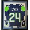 imageFramed Facsimile Autographed Marshawn Lynch 35x39 Seattle Blue Reprint Laser Auto Football Jersey