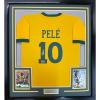 imageFramed Facsimile Autographed Pele 35x39 Brazil Yellow World Cup Reprint Laser Auto Soccer Jersey
