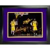 imageFramed Luka Doncic ampamp LeBron James Los Angeles Lakers Dual Facsimile Laser Engraved Signature Auto 11quotx14quot Basketball Photo HOFSM Holo