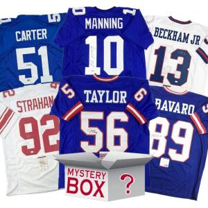 imageAutographedSigned New York Football Jersey Mystery Box with PSA JSA or Beckett COA