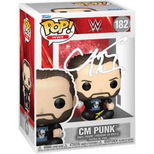 imageCM Punk 182 Facsimile Signed Reprint Laser Autographed Funko POP Wrestling Figurine with Protector Case