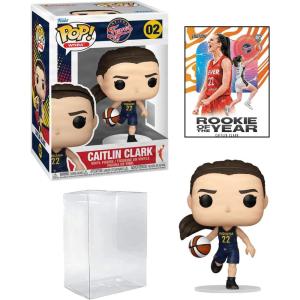 imageCaitlin Clark 02 Rookie Card Bundle Collectible Set Funko POP Basketball WNBA Indiana Fever Figurine with HOFSM Protector Case