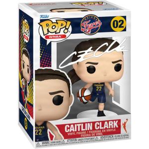 imageCaitlin Clark 02 Rookie Season Facsimile Signed Reprint Laser Autographed Funko POP Basketball WNBA Indiana Fever Figurine with HOFSM Protector Case