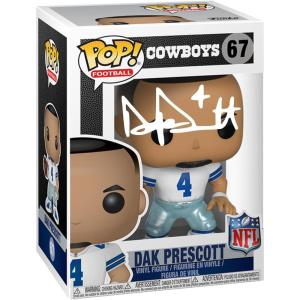 imageDak Prescott 67 Facsimile Signed Reprint Laser Autographed Funko POP Football NFL Dallas Cowboys Figurine with Protector Case