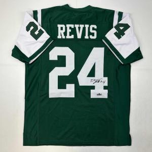 imageFacsimile Autographed Darrelle Revis New York Green Reprint Laser Auto Football Jersey Size Mens XL