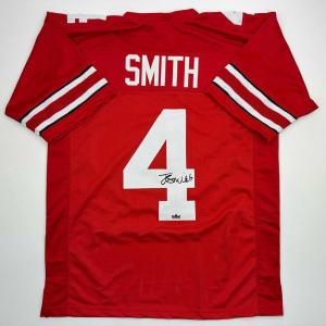 imageFacsimile Autographed Jeremiah Smith Ohio State Red Reprint Laser Auto College Football Jersey Size Mens XL