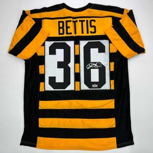 imageFacsimile Autographed Jerome Bettis Pittsburgh Bumble Bee Reprint Laser Auto Football Jersey Size Mens XL